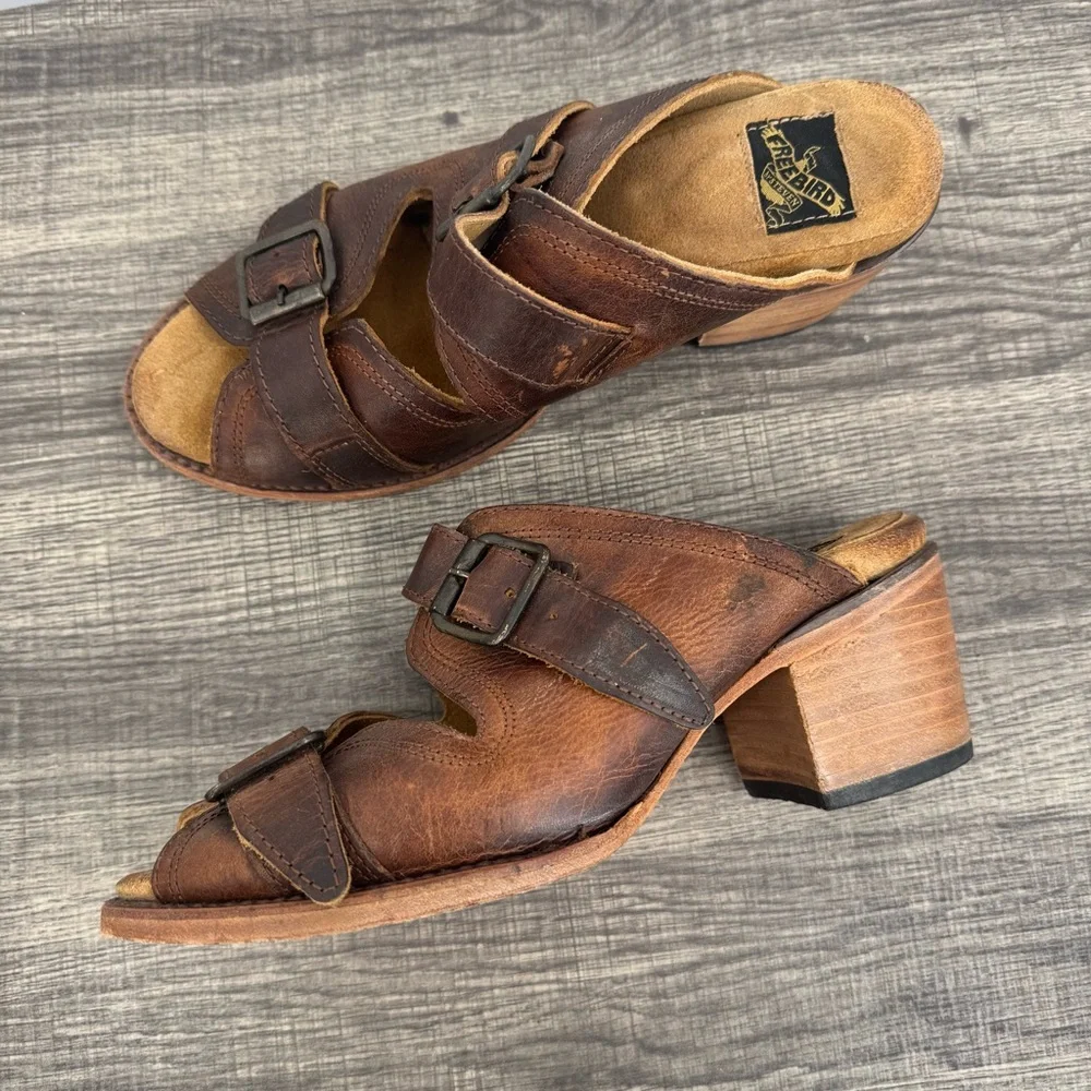 Freebird by Steven Women Leather Caprice Boho Adjustable Straps Block Heel - Picture 3 of 15